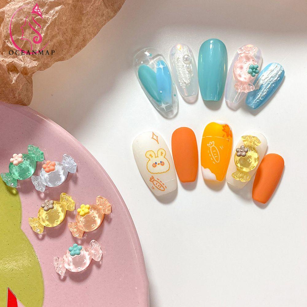 [Hàng mới về] Phụ Kiện Trang Trí Móng Tay Nghệ Thuật 3D Bằng Nhựa Resin Hình Kẹo Ngọt Dễ Thương
