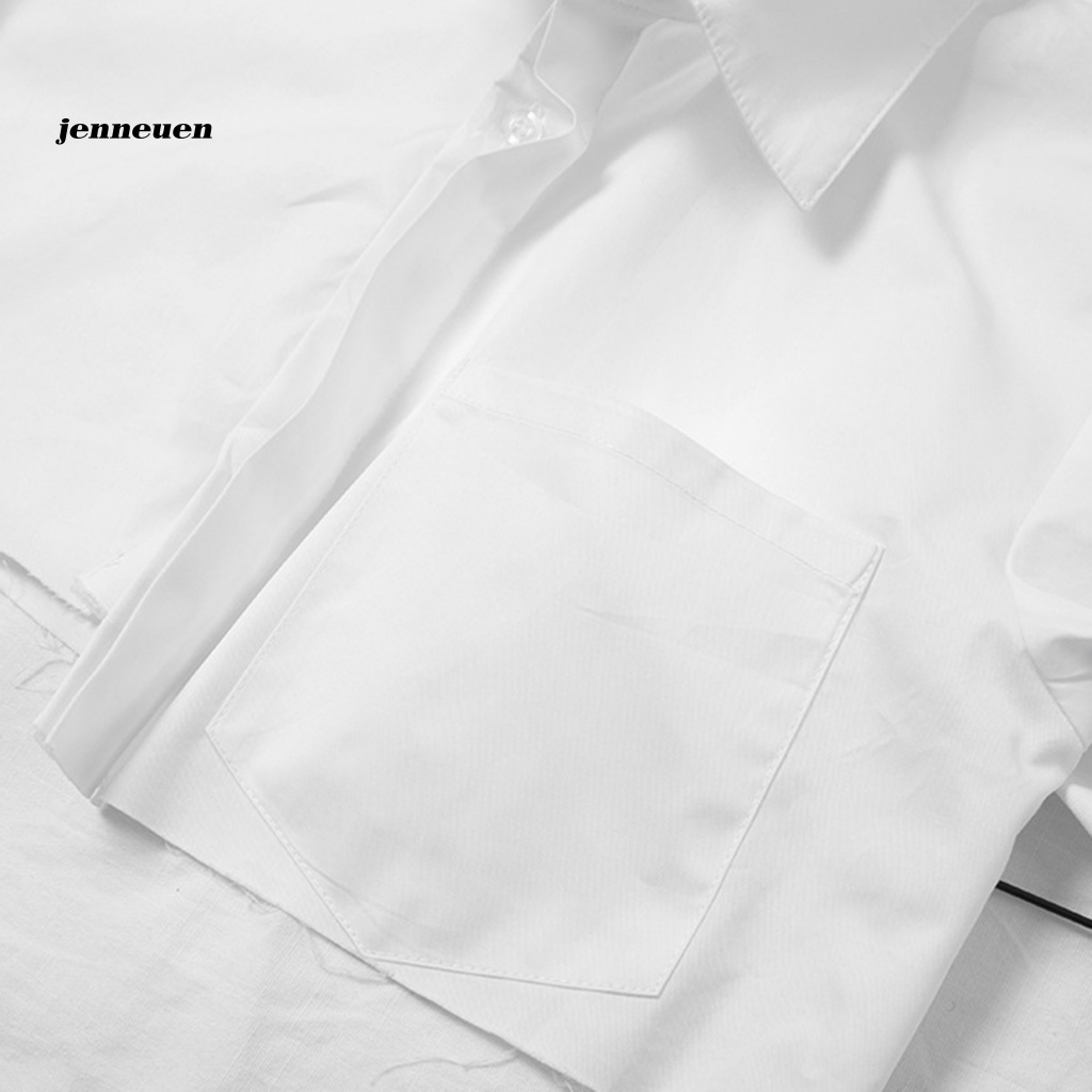 Áo Sơ Mi Ngắn Cổ Bẻ Viền Độc Đáo Thoáng Khí Thời Trang Đường Phố Cho Nữ