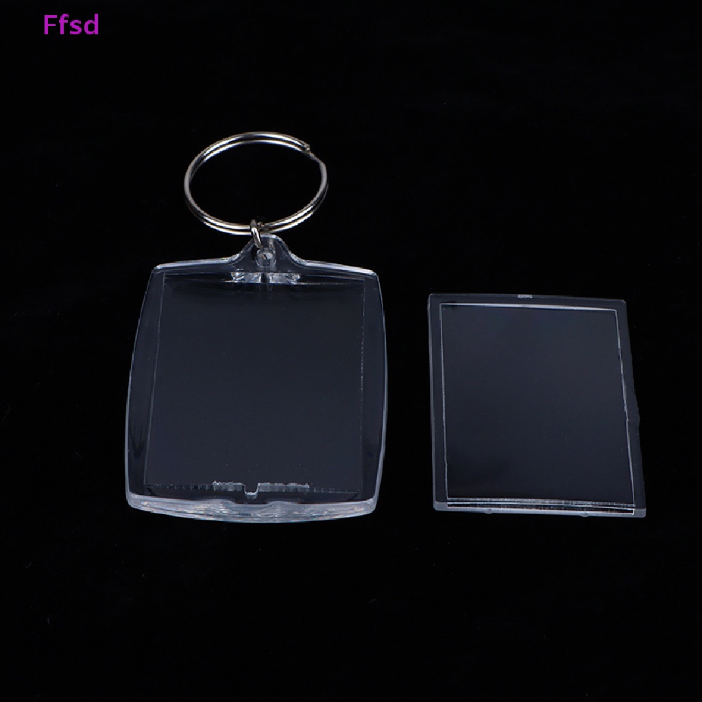 Set 100 Móc Khóa Khung Ảnh Bằng Acrylic Trong Suốt Hình Chữ Nhật DIY