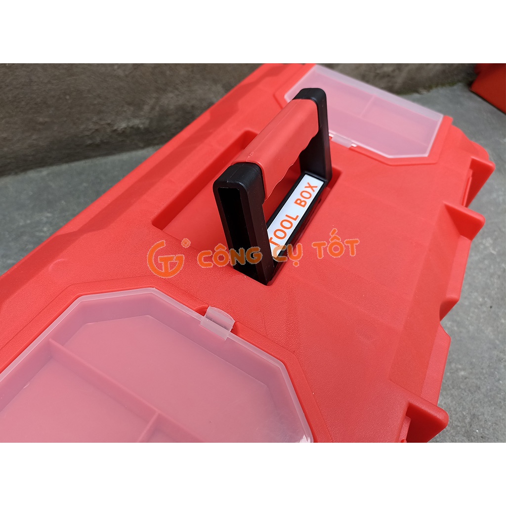 Thùng đồ nghề nhựa cam 19inch  20x22x40cm máy Thái Bảo