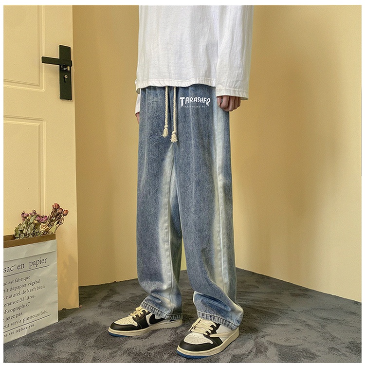 Quần Jean Dài Dáng Rộng Màu Gradient Thời Trang Cá Tính Cho Nam