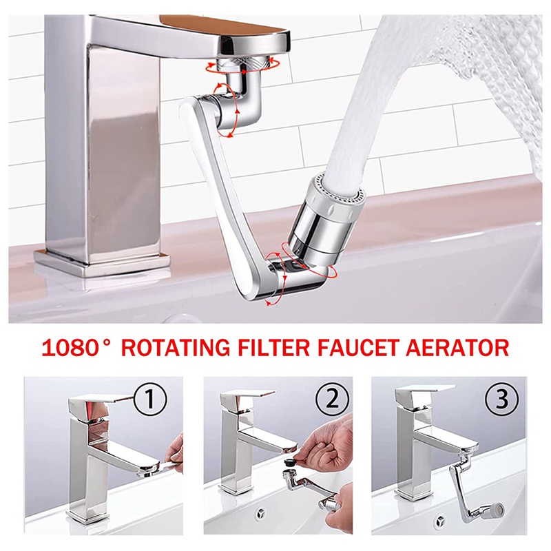 2 Chiếc Cho Bồn Rửa Nhà Tắm Nâng Cấp 1080°Đầu Vòi Sục Khí Thông Dụng Cho Nhà Bếp &amp; Nhà Tắm