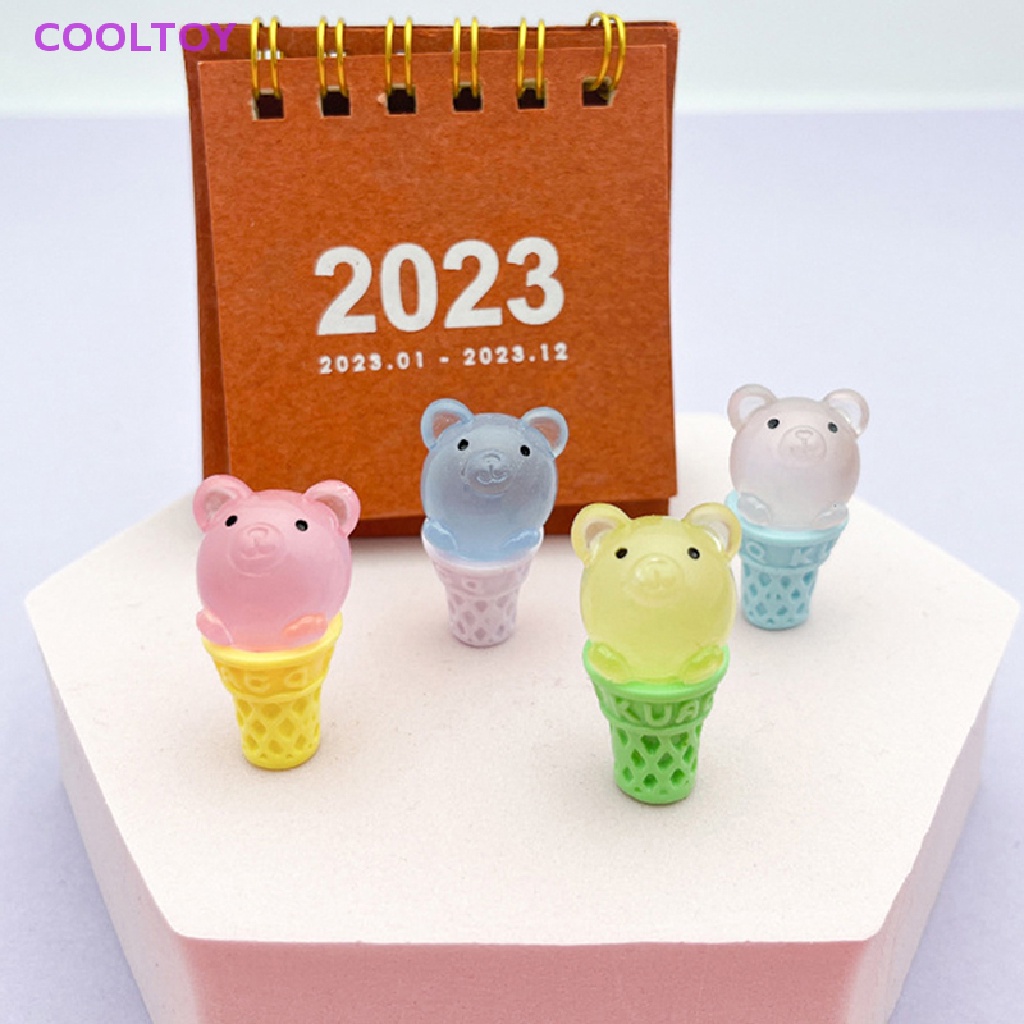 Cooltoy Bộ 2 Cây Kem Gấu Mini Bằng Nhựa Resin Phát Sáng Trong Bóng Tối Dễ Thương