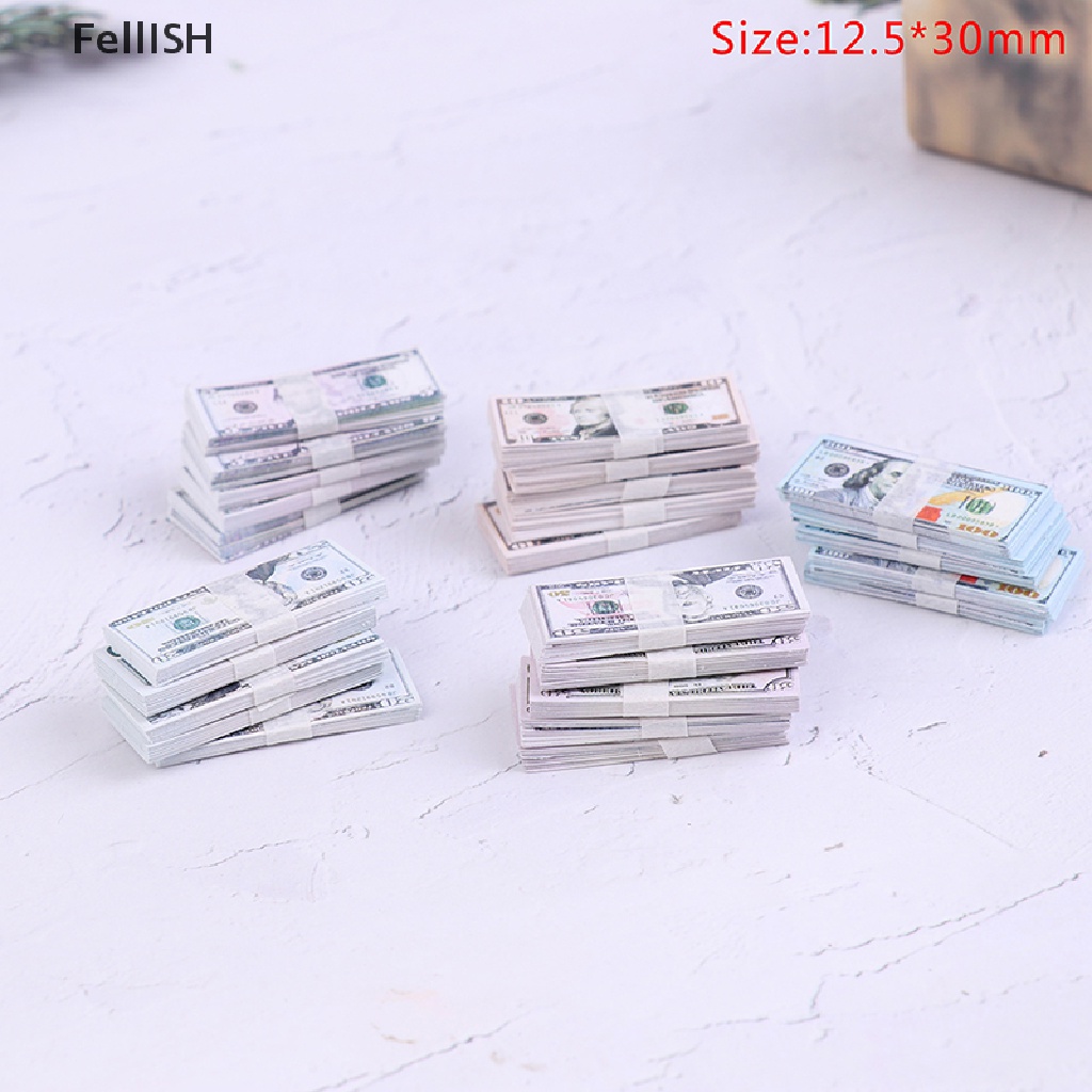 Set 100 Tờ Tiền Đô La 439br Tỉ Lệ 1: 12 Dùng Trang Trí Nhà Búp Bê 5 / 10 / 20 / 50 / 100