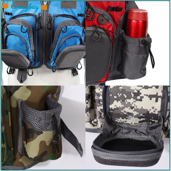 Cr Áo Khoác Câu Cá Không Tay Bằng Vải Oxford Nhiều Túi Thoáng Khí Dành Cho Nam