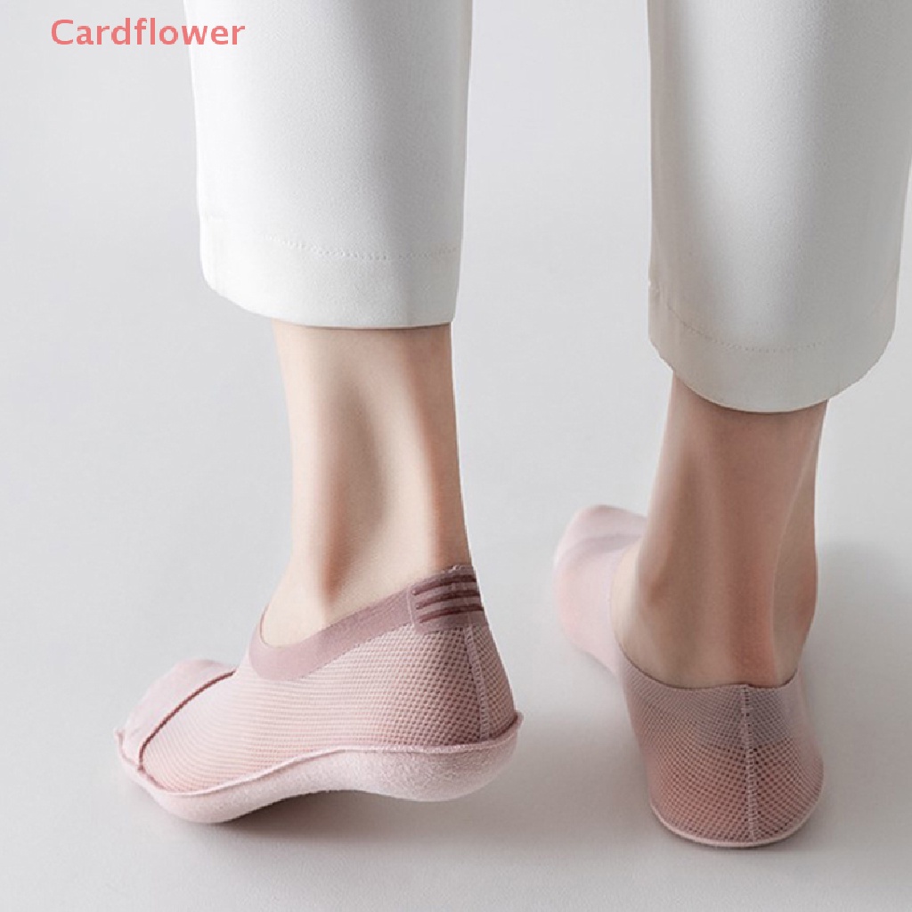 < Cardflower > Vớ Thuyền Phối Lưới Mỏng Cổ Thấp Vô Hình Màu Trơn Thoáng Khí Chống Trượt Mùa Hè Mới Cho Nữ