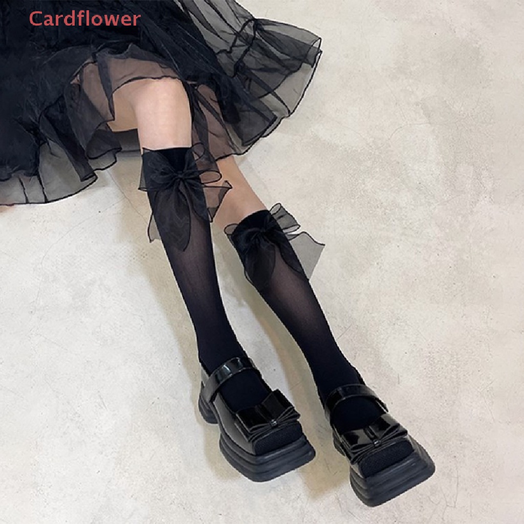 &lt; Cardflower &gt; Vớ Dài Đến Đầu Gối Co Giãn Đính Nơ Ngọt Ngào Phong Cách Lolita Nhật Bản Cho Nữ