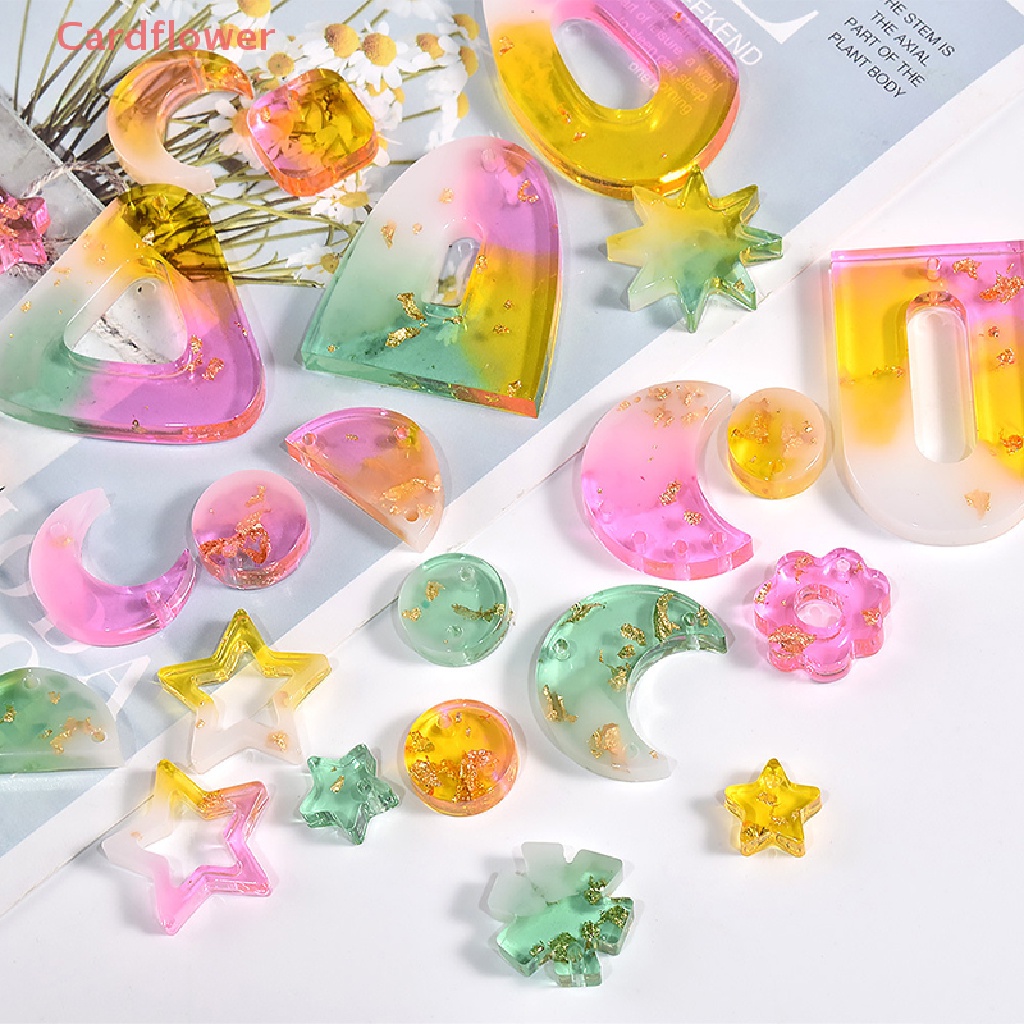 Khuôn Silicon Làm Móc Khóa Hình Oval / Mặt Trăng / Trái Tim Bằng Pha Lê Epoxy DIY Mới