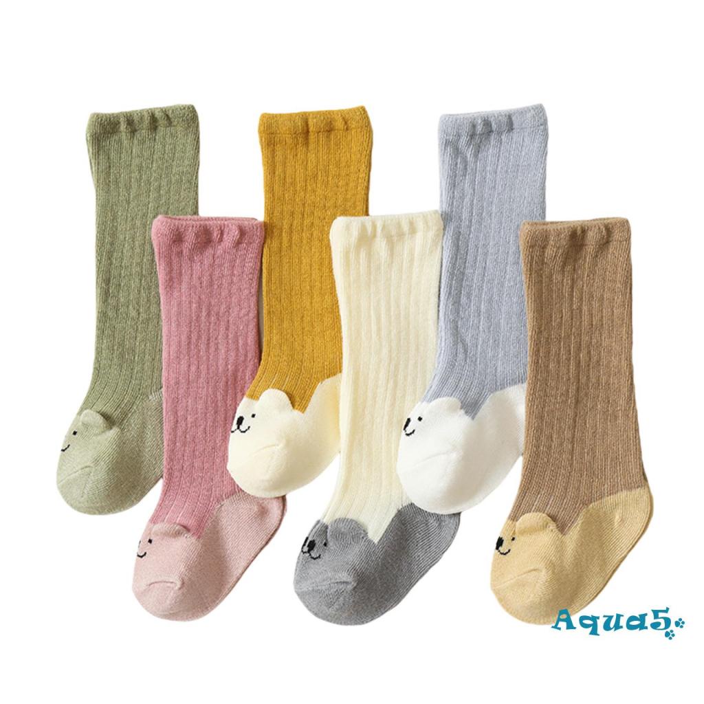 Đôi Vớ Dệt Kim Co Giãn Họa Tiết Gấu Hoạt Hình Cho Bé