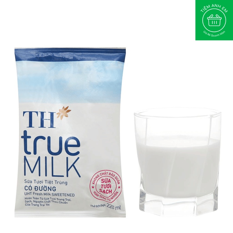 Sữa tươi tiệt trùng có đường TH true MILK bịch 220ml