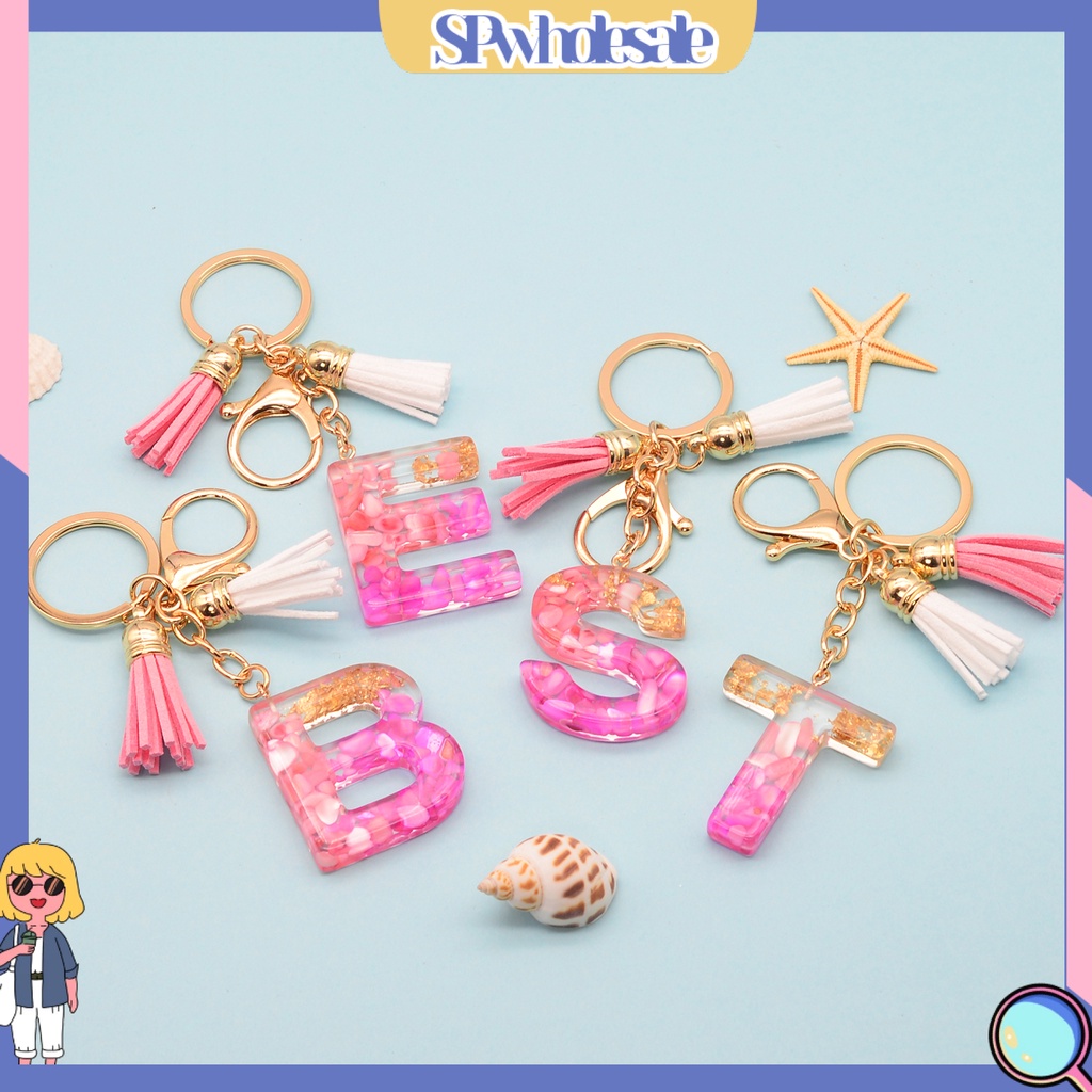 <SPwholesale> Móc Khóa Hình Vỏ Sò / Chữ Cái Có Dây Tua Rua Cho Nữ