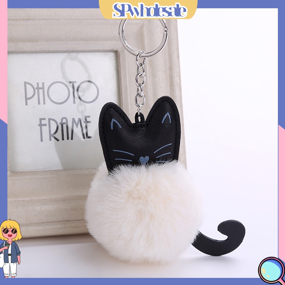 <SPwholesale> Móc Khóa Hình Mèo Phối Lông Nhân Tạo Thời Trang