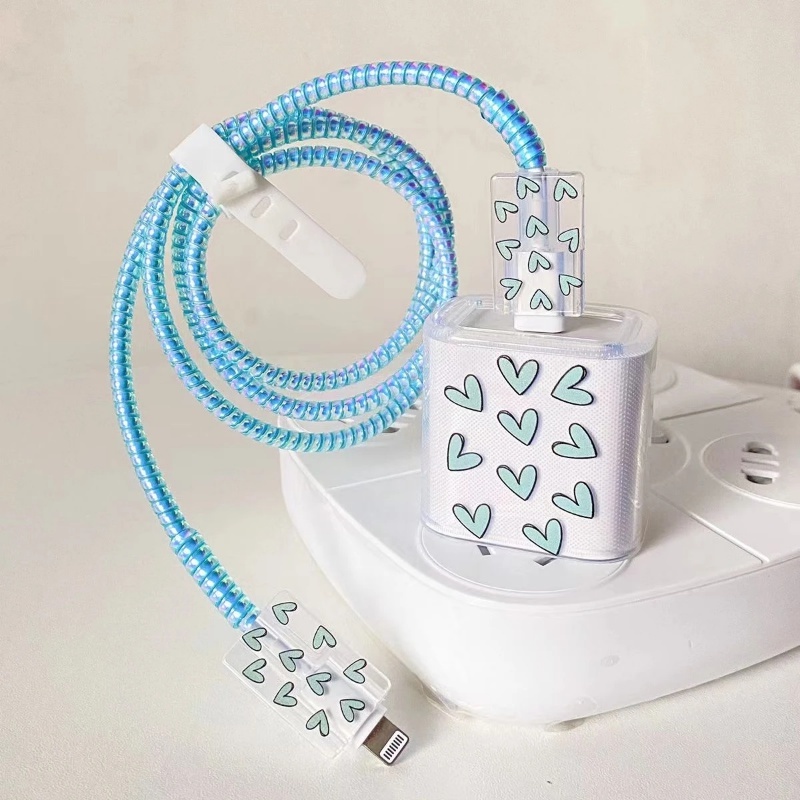 Dụng Cụ Quấn Dây Cáp Sạc USB Bằng Silicone Chống Bụi Hình Trái Tim / Bướm