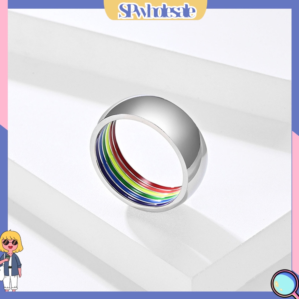 <SPwholesale> Nhẫn Đeo Ngoài Trời Hình Học Vòng Cung Màu Cầu Vồng Thời Trang Cho Đám Cưới