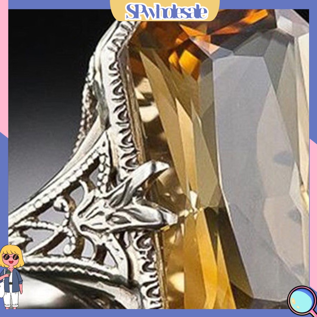 <SPwholesale> Nhẫn Đính Hôn Khoét Rỗng Mạ Điện Đính Đá Zircon Hình Học Trang Sức Cho Tiệc Cưới