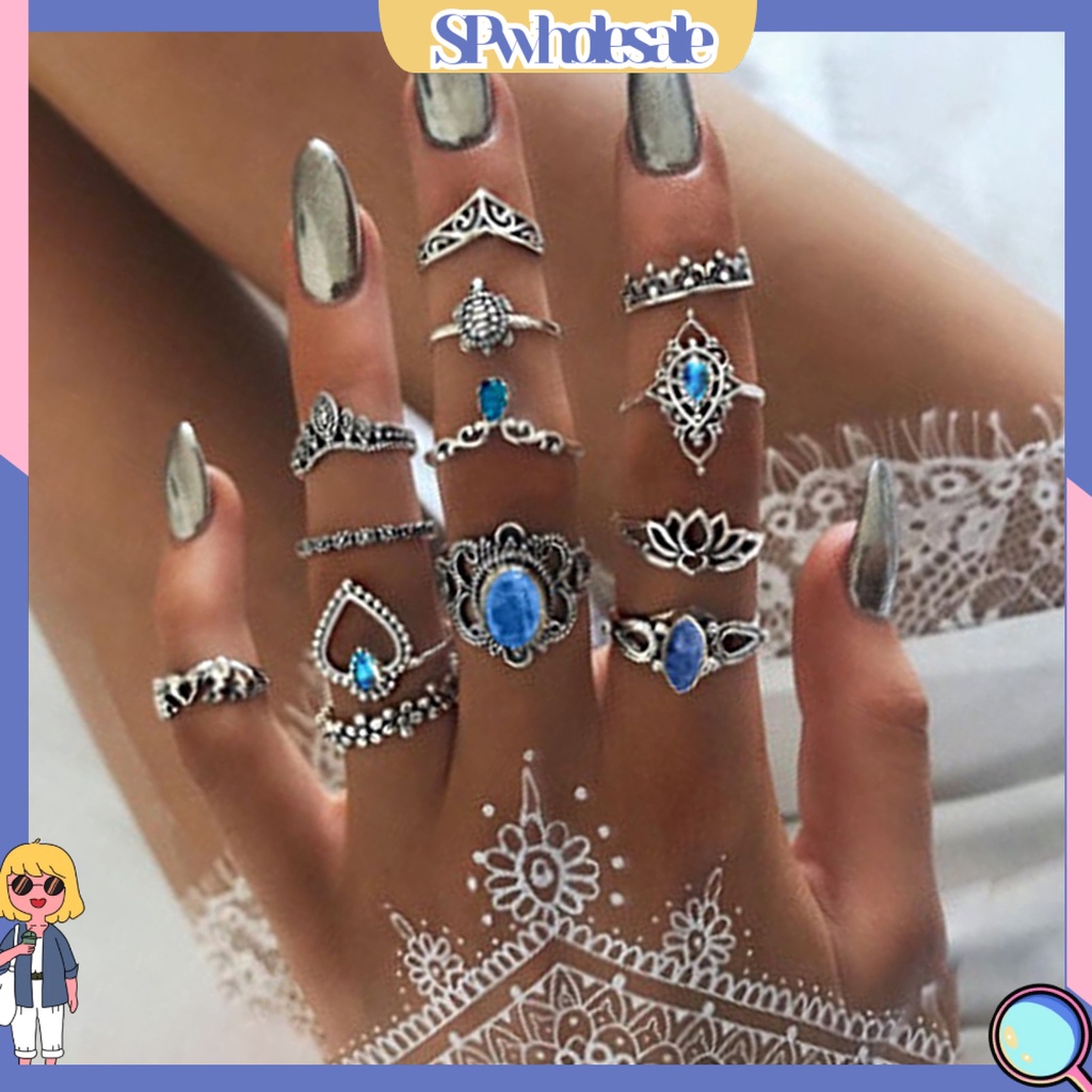 <SPwholesale> Set 11 / 13 / 15 Nhẫn Đeo Khớp Ngón Tay Phong Cách Bohemian