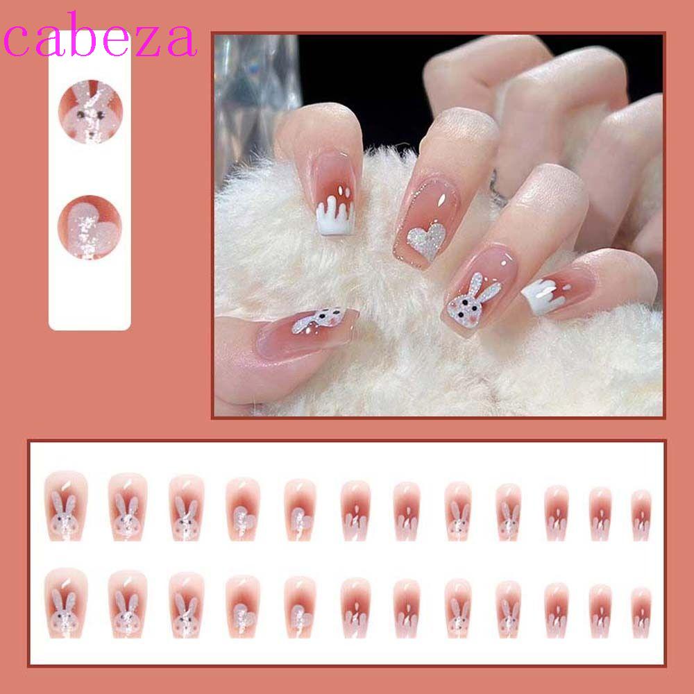 Bộ Móng Tay Giả Hình Thỏ / Hoa / Trái Tim Có Thể Tháo Rời