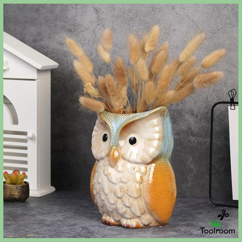 Chậu Hoa Hình Chim Cú Hoạt Hình Dùng Trang Trí Trong Nhà