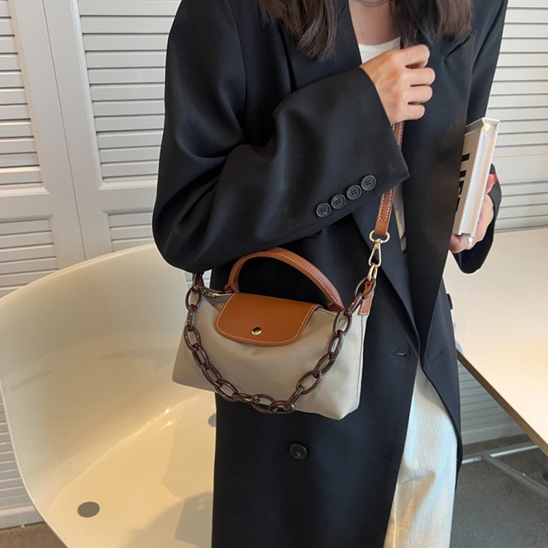 Túi Đeo Vai Bằng nylon Màu Sắc Tương Phản Phong Cách Pháp Cổ Điển Thời Trang Cho Nữ