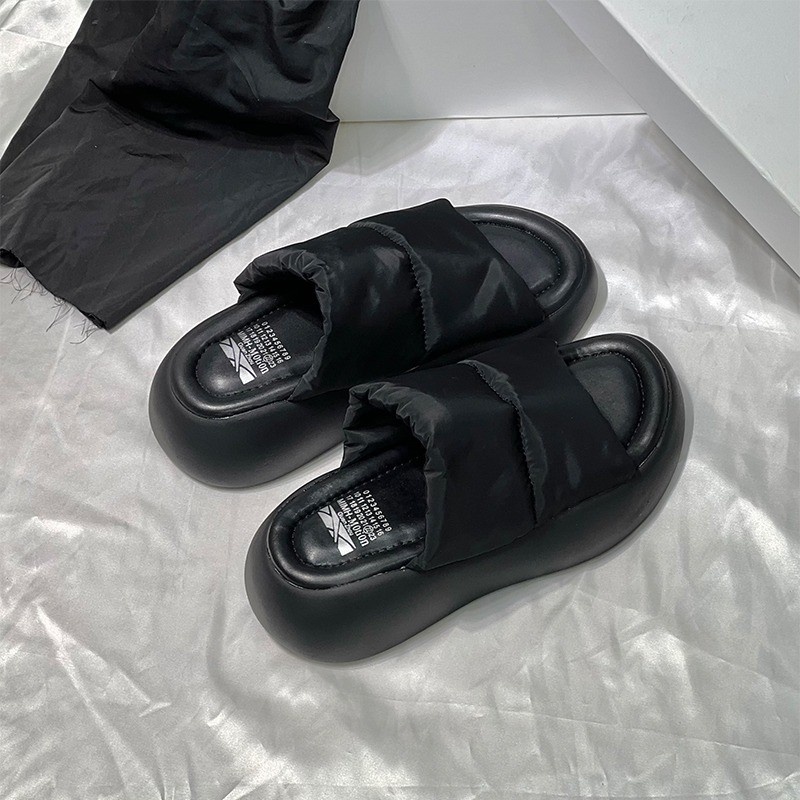 Kisstyle Dép Sandal Xỏ Ngón Đế Dày Mũi Tròn Bằng Vải Mềm Thoáng Khí Thoải Mái Ngoài Trời Cho Nữ