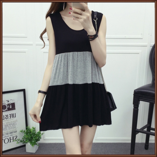 Đầm Không Tay Nhiều Lớp Dáng Rộng Màu Sắc Thời Trang Mùa Hè Dành Cho Nữ