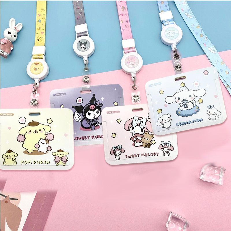 ✨Hàng Có Sẵn! ✨Bao Đựng Thẻ ID / Thẻ Ngân Hàng / Xe Bus Có Dây Đeo Cổ Dập Nổi Họa Tiết Kuromi Dễ Thương