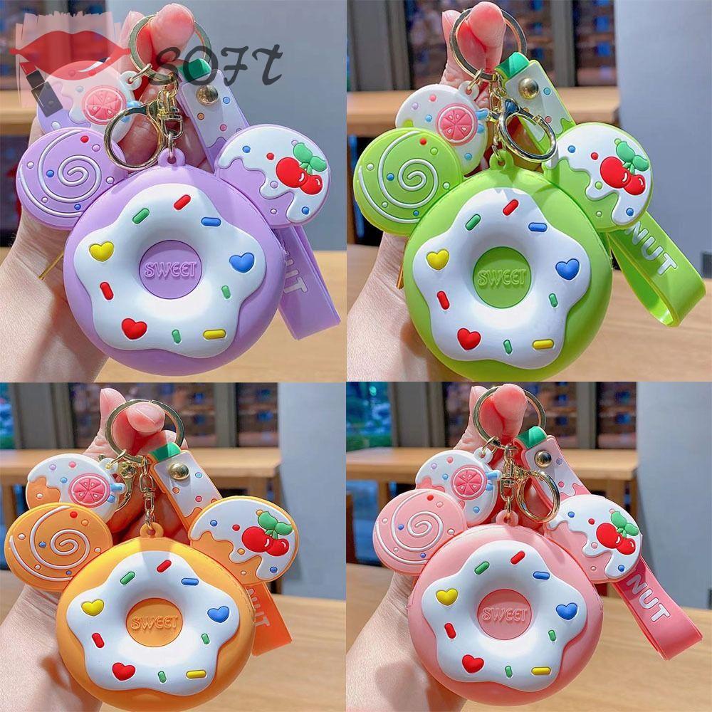 Ví Silicone Đựng Tiền / Chìa Khóa / Tai Nghe Hình Bánh Donut Dễ Thương