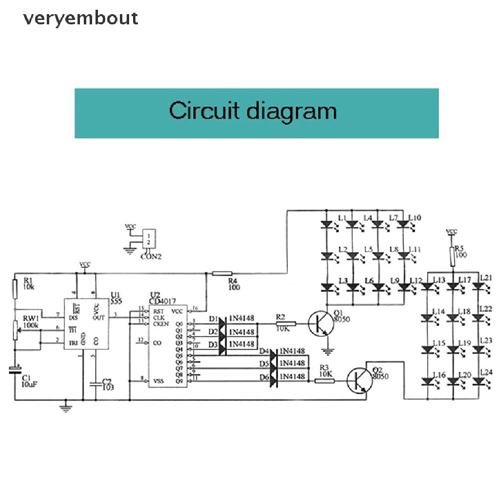 Bộ Đèn LED Điện Tử Tự Làm NE555 CD4017 IC Chuyên Dụng