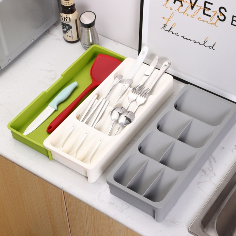 Khay Đựng Dụng Cụ Ăn Uống Có Thể Mở Rộng Sắp Xếp Gọn Gàng Cho Ngăn Kéo Nhà Bếp Cu