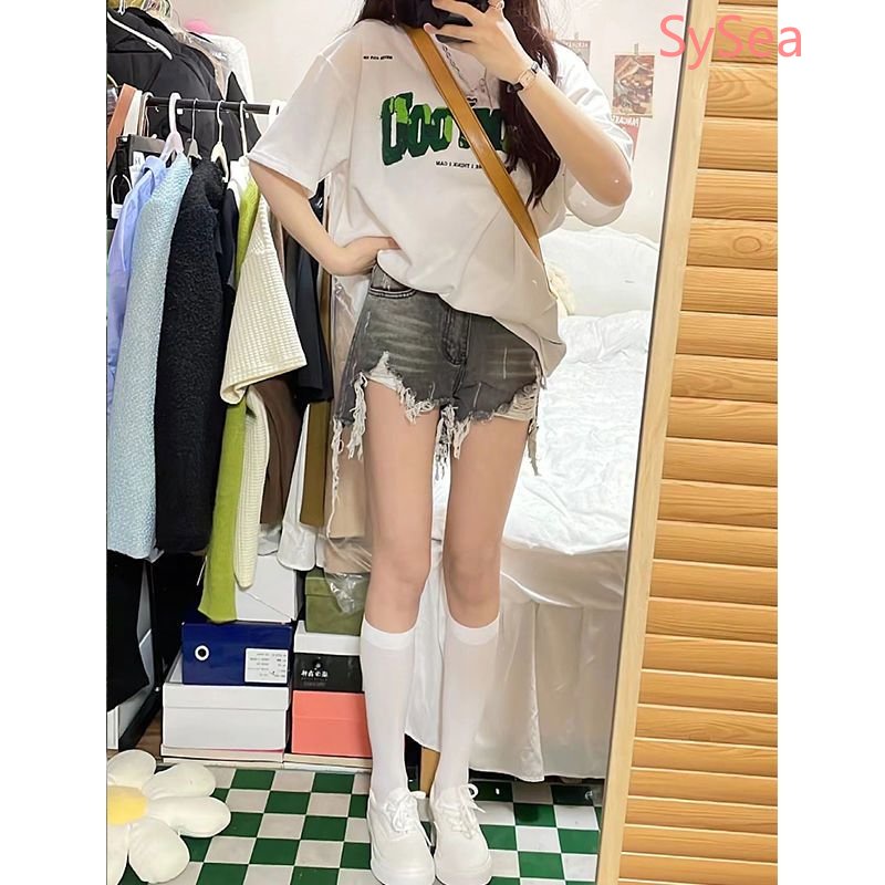 Quần Short Denim Lưng Cao Thời Trang Mùa Hè Hàn Quốc Dành Cho Nữ