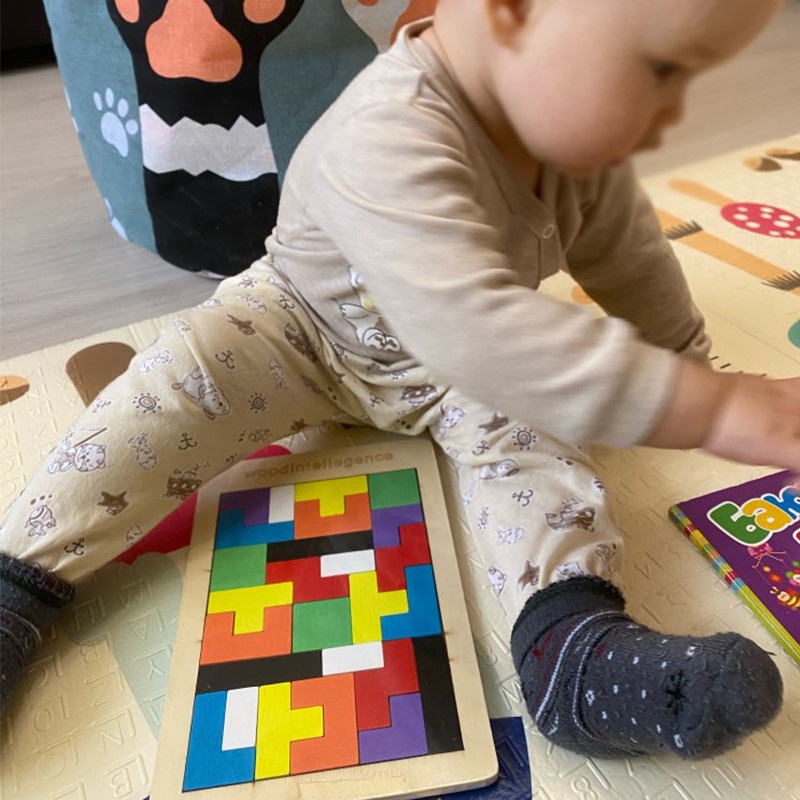 Đồ Chơi Xếp Hình Tetris 3D Khung Gỗ Nhiều Màu Sắc Dễ Thương Cho Bé