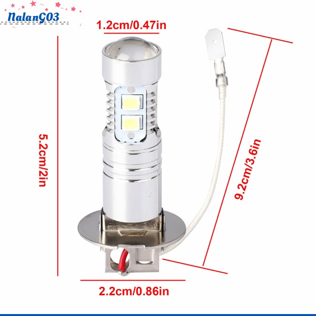 2 Bóng Đèn Led H3 Dc 12v-24v 100w 360 Độ Siêu Sáng 6000k Cho Xe Hơi