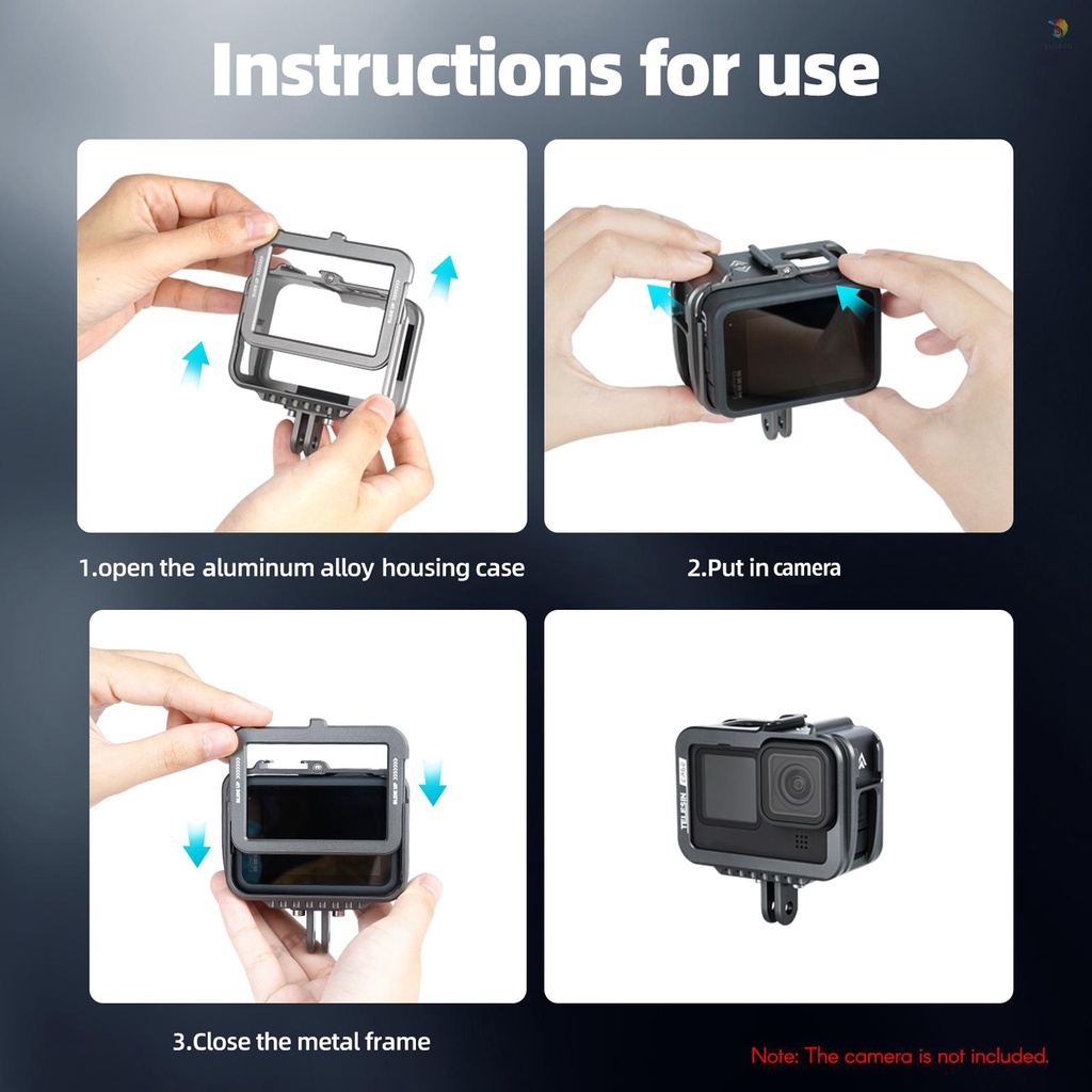 TELESIN Khung Máy Ảnh Bằng Hợp Kim Nhôm Tel Resin Hai Ngàm Thay Thế Cho 9 Camera