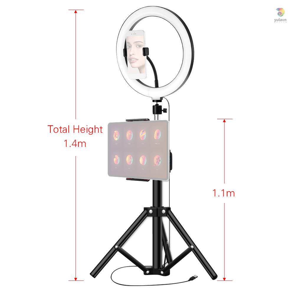 Vòng Đèn LED 26cm / 10inch 3 Màu 10 Cấp Độ 3200-5600K Có Giá Đỡ Điện Thoại / Máy Tính Bảng Đa Ứng Dụng