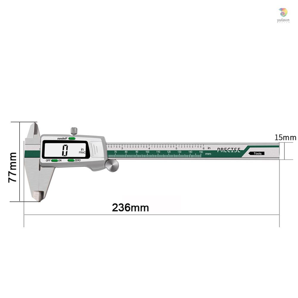 Thước Đo Lường Màn Hình LCD Bằng Thép Không Gỉ Độ Chính Xác Cao 0-150mm
