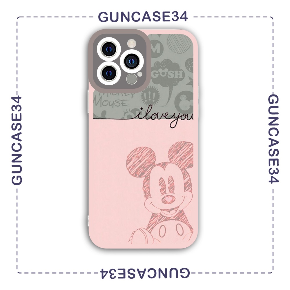 Ốp iphone cạnh vuông Guncase34 mickey i love you 6/6s/7/7plus/8/8plus/x/xr/xs/11/12/13/pro/plus/promax/14prm