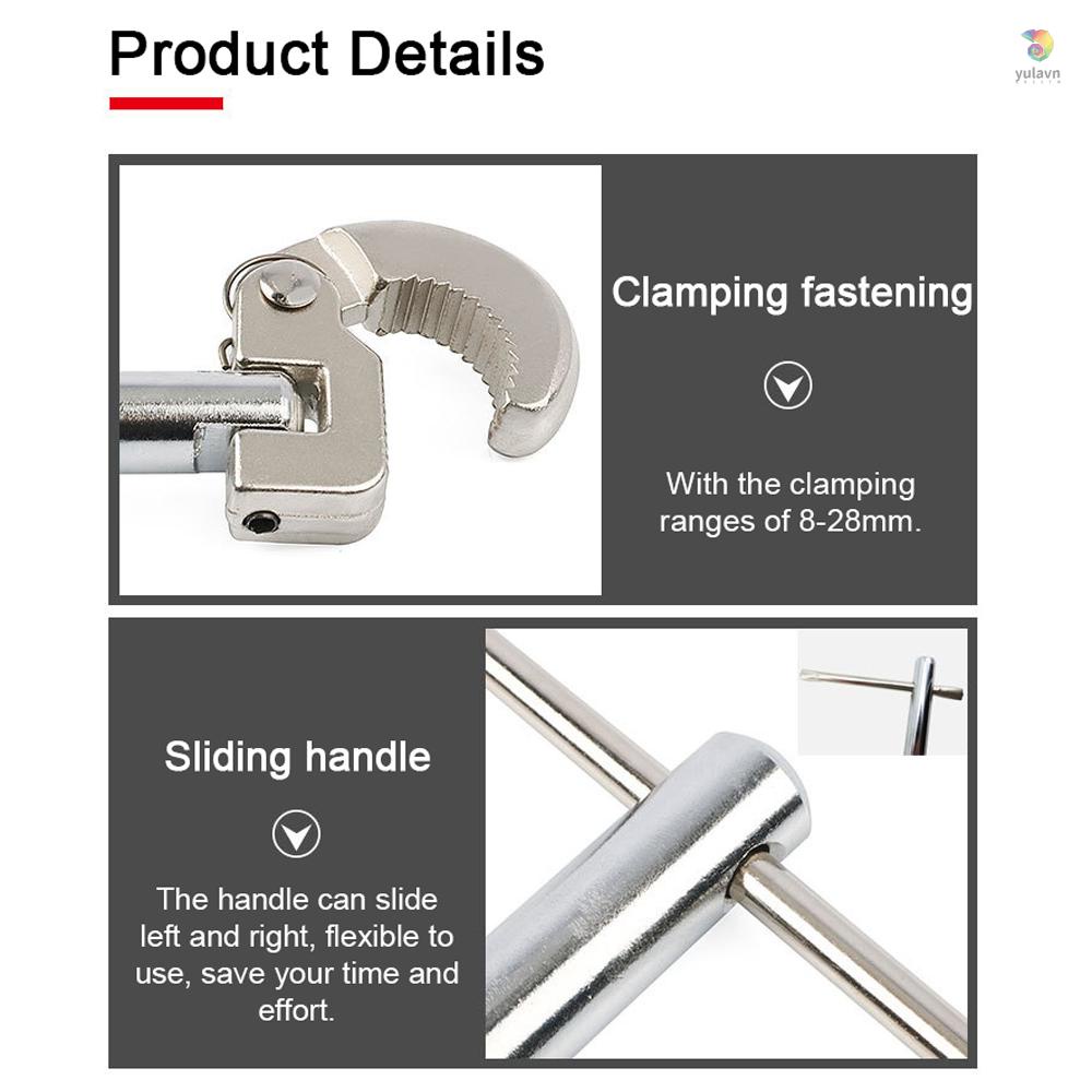 Dụng Cụ Tháo Lắp Ống Thoát Nước Bồn Rửa Chén Bằng Thép Carbon Đa Năng 180 Độ° Đầu Kẹp Có Thể Di Chuyển 8-28mm Tiện Dụng 8-28mm