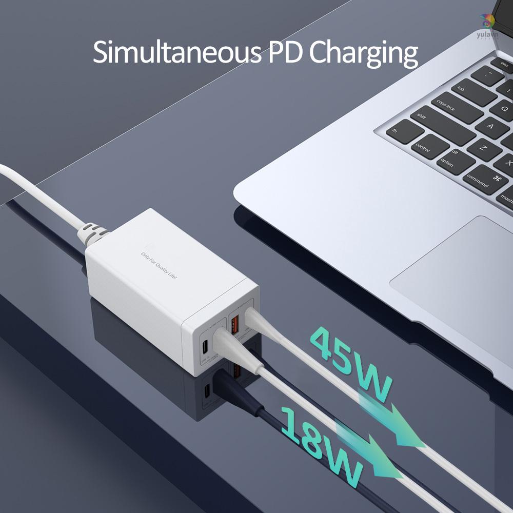 Trạm Sạc Nhanh 4 Cổng USB GAN 65W QC4.0 QC PD3.0 PD Type-C Cho Điện Thoại / Máy Tính Bảng / Laptop