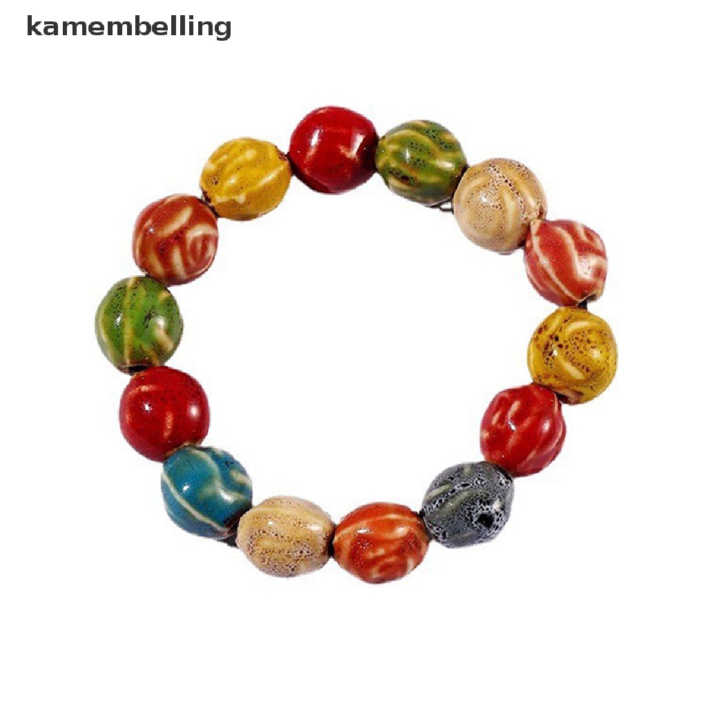 1 Vòng Đeo Tay Hạt Gốm Sứ Tráng Men Nhiều Màu Thời Trang