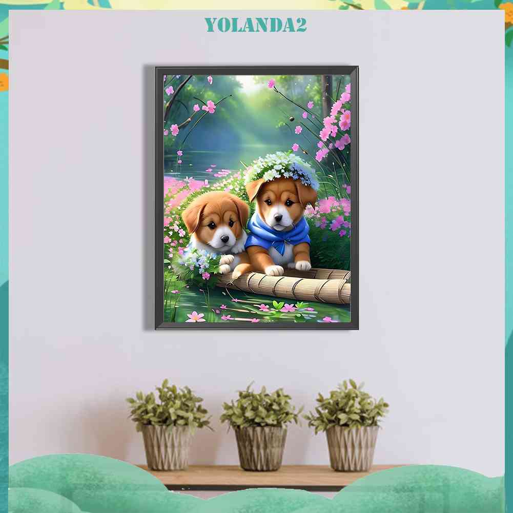 Tranh Đính Đá Kim Cương Toàn Bộ 5D DIY Hình Vẽ Chó Trang Trí Nhà Cửa