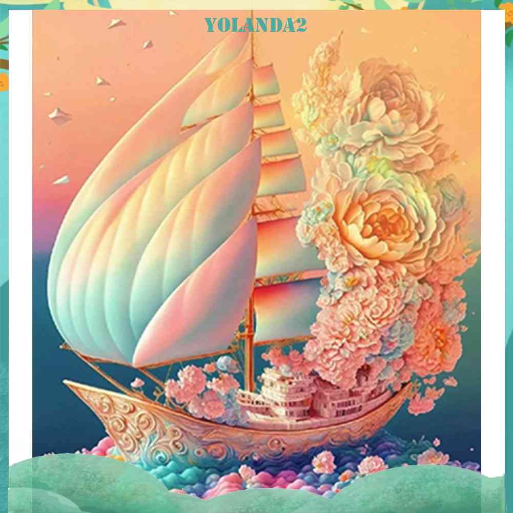 Tranh Đính Đá Kim Cương Toàn Bộ 5D DIY Hình Vẽ Thuyền Buồm