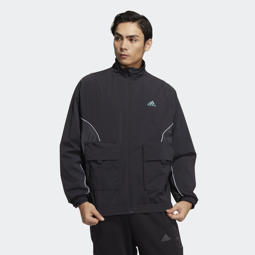 Adidas Phong cách sống Áo Khoác Dệt Thoi Có Túi Stadium Nam Đen HM5144