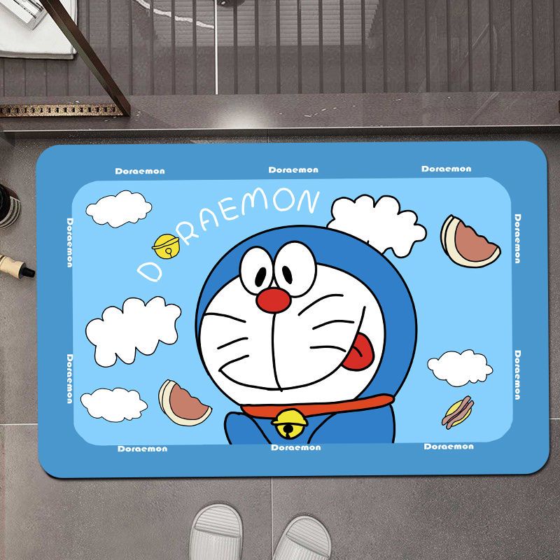 Thảm Chùi Chân Chống Trượt Thấm Hút Tốt Hình Doraemon Đáng Yêu