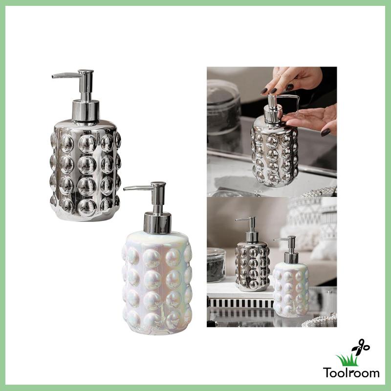 Bình Gốm Đựng Xà Phòng Rửa Tay 350ml Có Vòi Nhấn Tiện Dụng