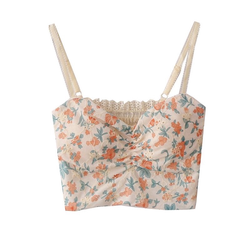 Áo Hai Dây Ôm Ngực Họa Tiết Hoa Thời Trang Mùa Hè Hàng Mới Dành Cho Bạn Nữ