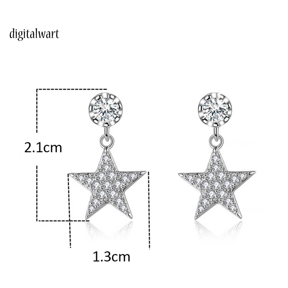 Kỹ Thuật Số| Bông Tai Ngôi Sao Năm Cánh Đính Đá Thời Trang