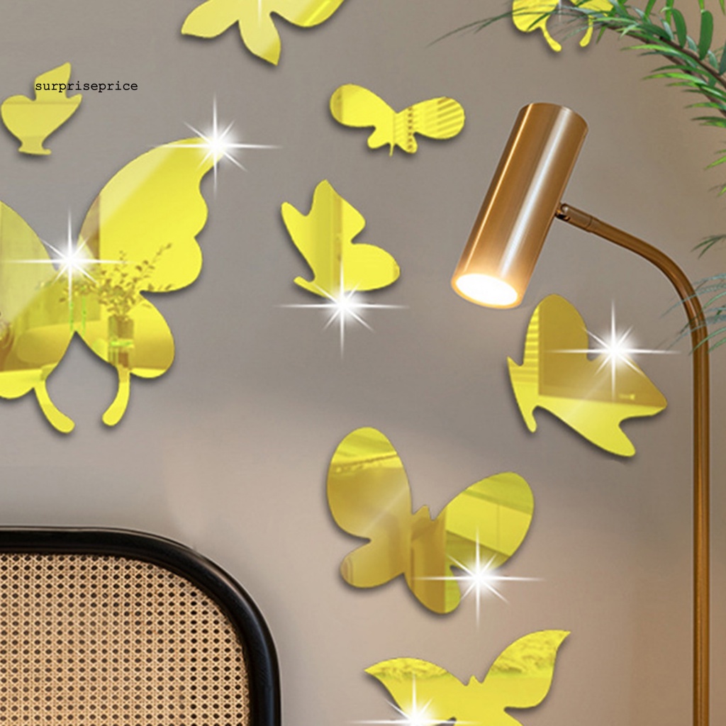 Bộ 13 Miếng Dán Tường Tráng Gương Trang Trí Phòng Khách Chịu Nhiệt Độ Cao