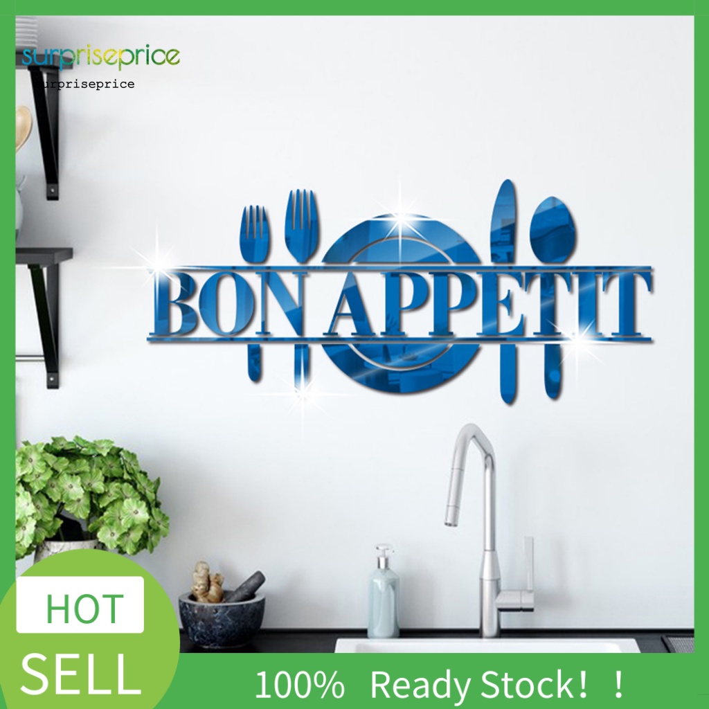 1 Bộ Đề Can Tráng Gương Tự Dính Họa Tiết Muỗng Nĩa Sáng Tạo Có Thể Tháo Gỡ Dùng Để Trang