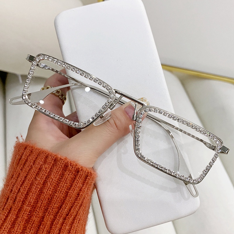 Ygt Kính Mát Gọng Gỗ Nhỏ Hình Oval Đính Kim Cương Giả Lấp Lánh Thời Trang Cho Nam Và Nữ
