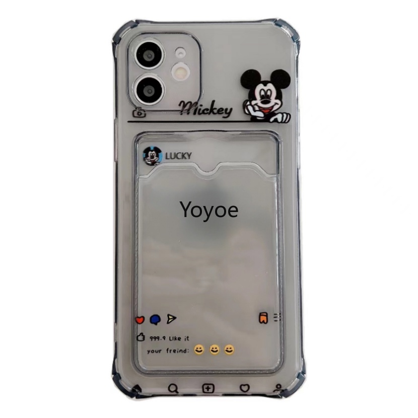 Ốp Điện Thoại Silicon Mềm Trong Suốt Chống Sốc Kèm Ngăn Đựng Thẻ Cho iPhone 14 13 12 11 Pro Max XR X XS Max 7 8 Plus SE